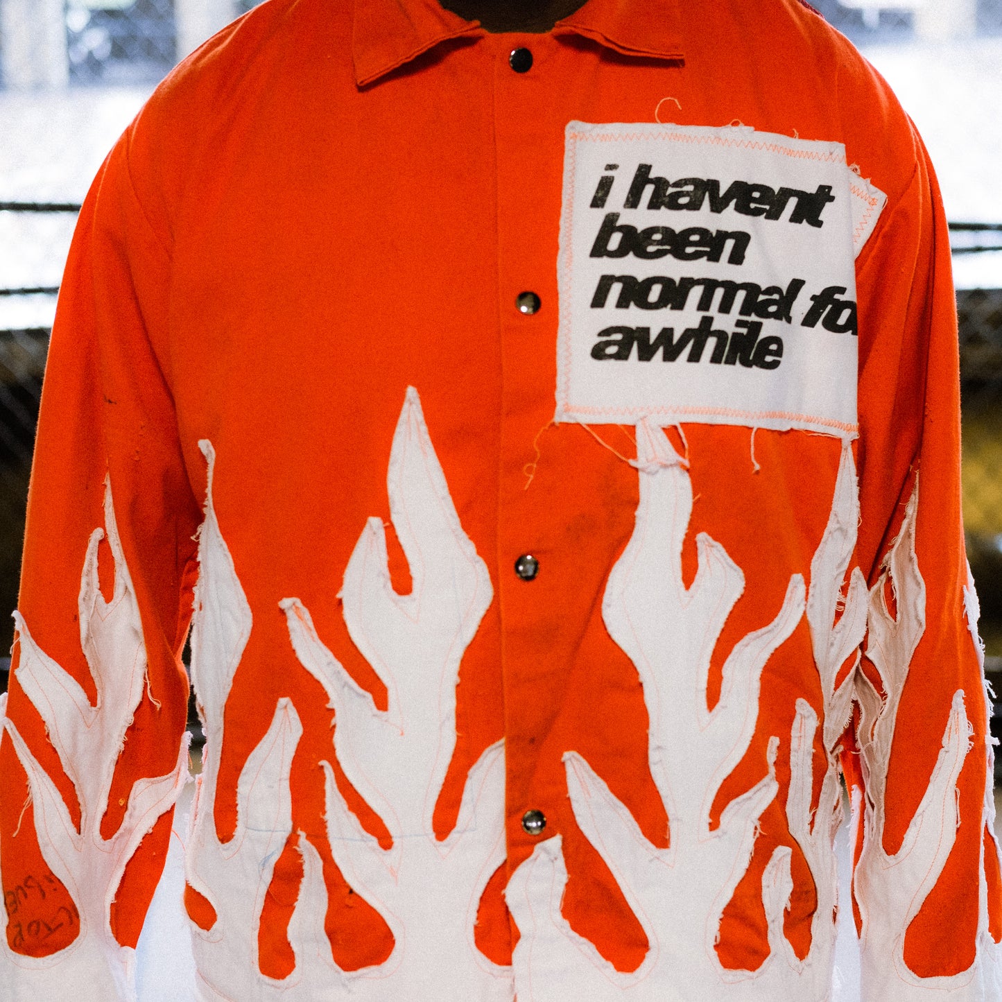 fire resistant orange flame button shirt