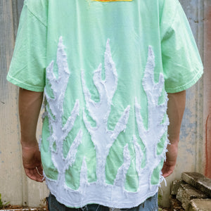 father steve dyded green flame tee