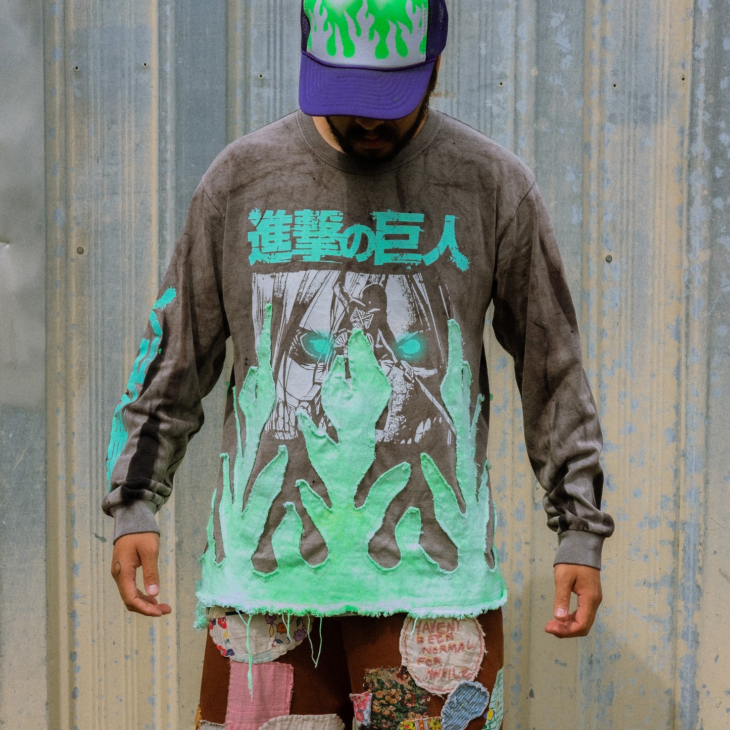 Faded AOT long sleeve flame shirt