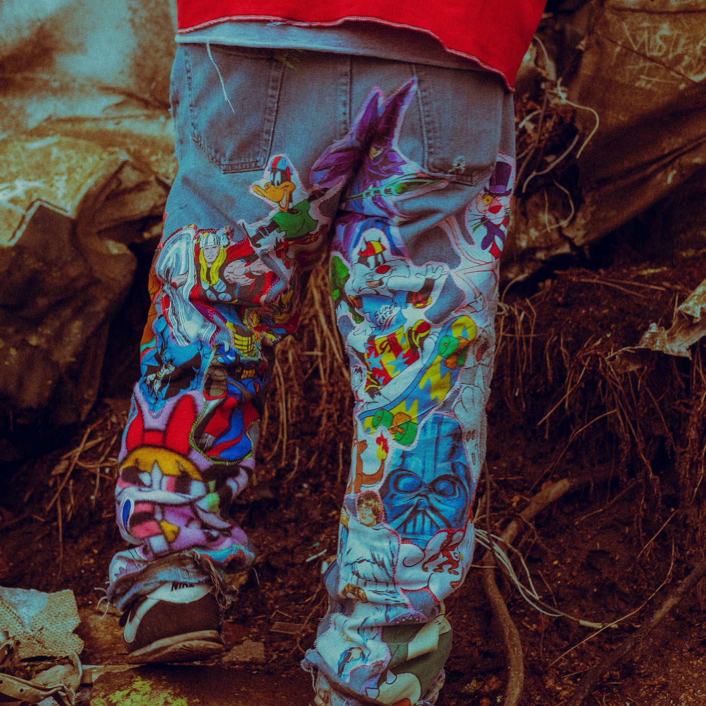 cartoon denim jeans