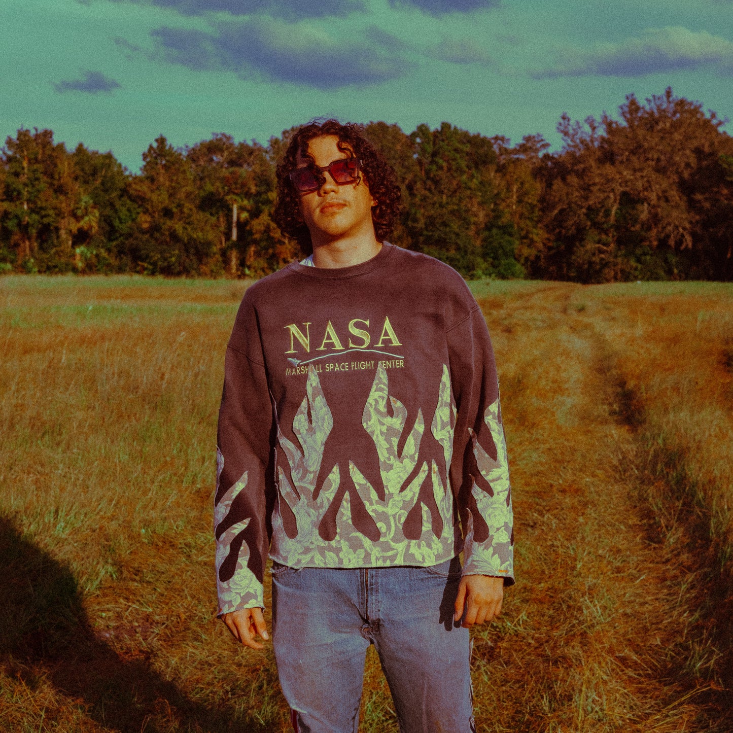 sunfaded NASA flame sweater