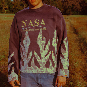 sunfaded NASA flame sweater