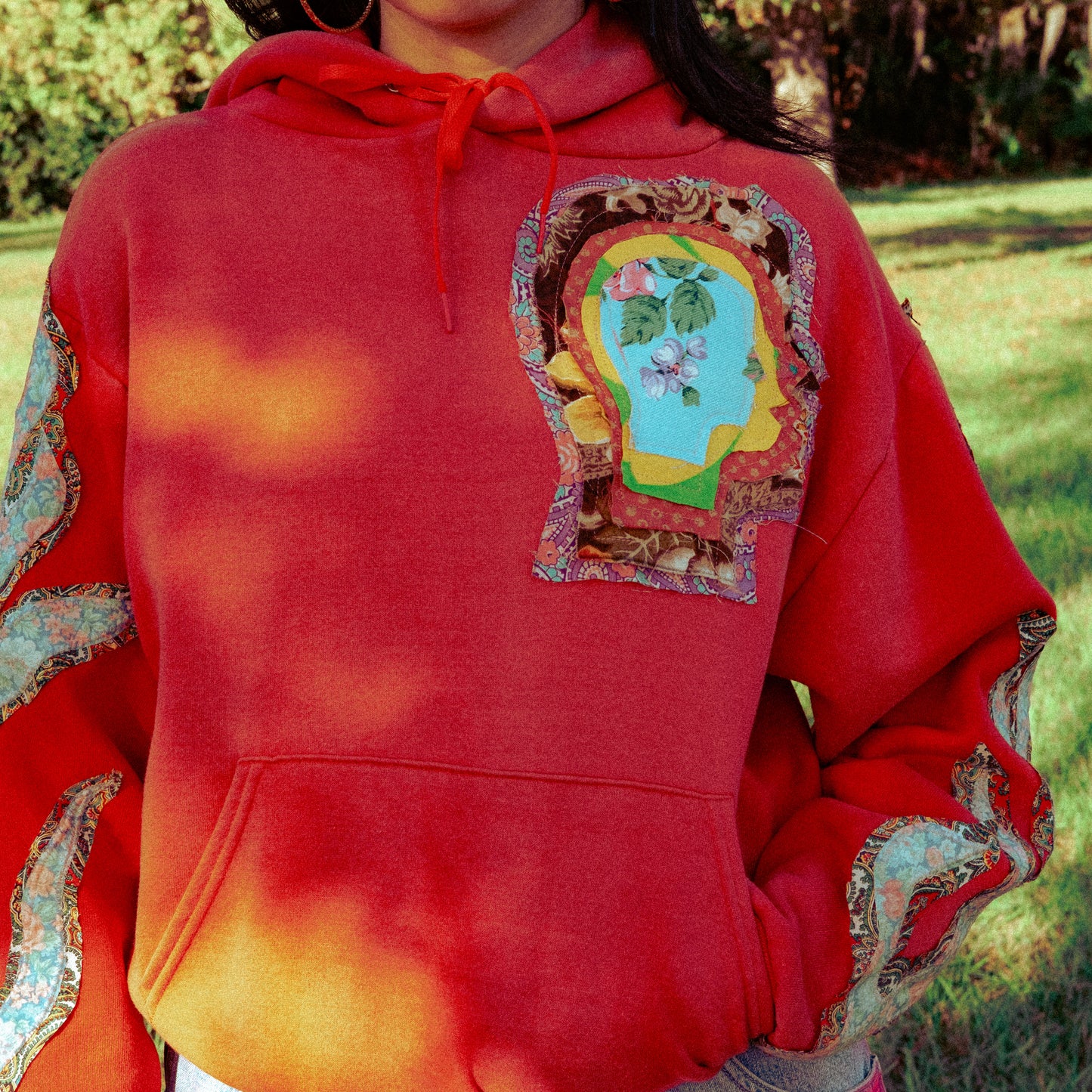 sun dyed red head hoodie