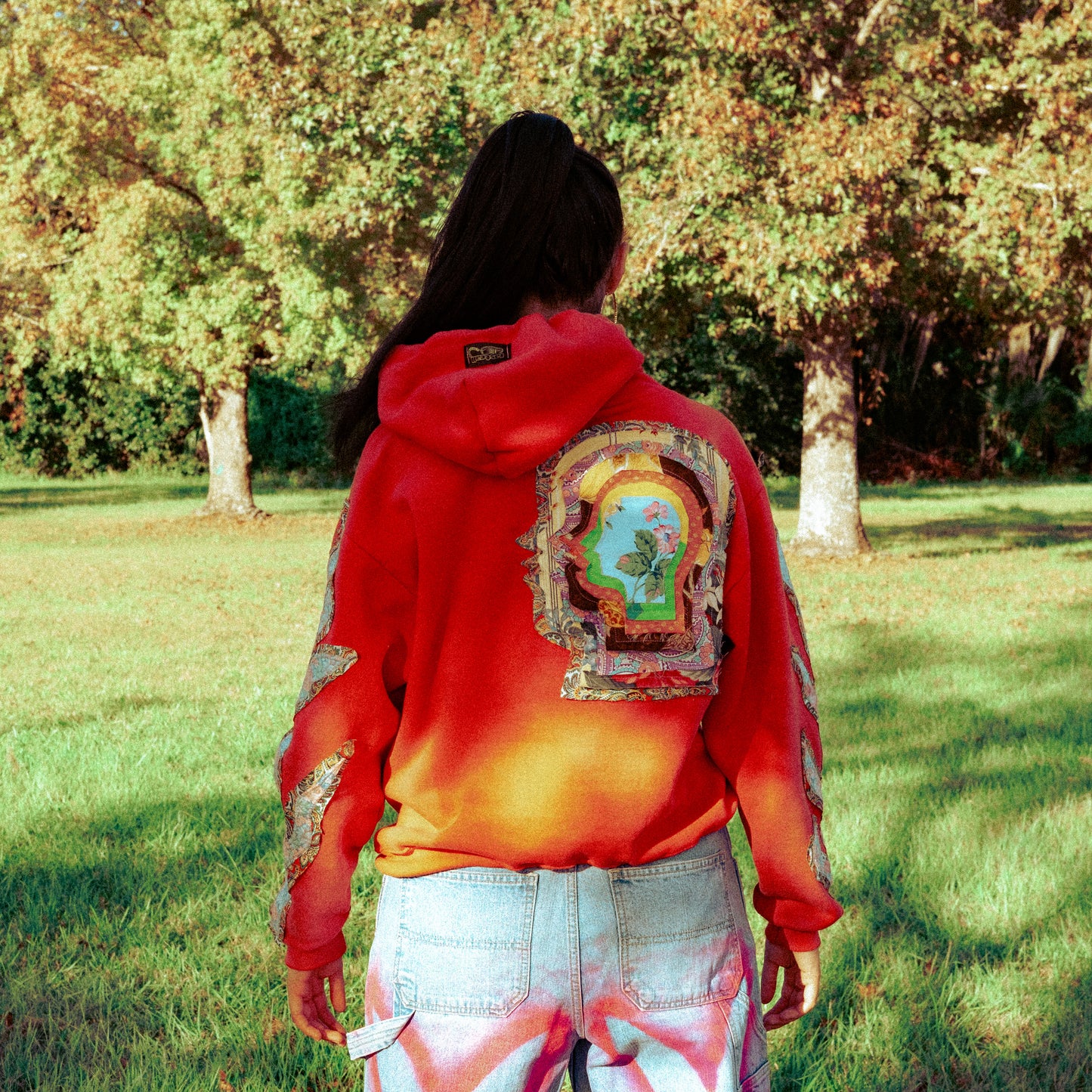 sun dyed red head hoodie