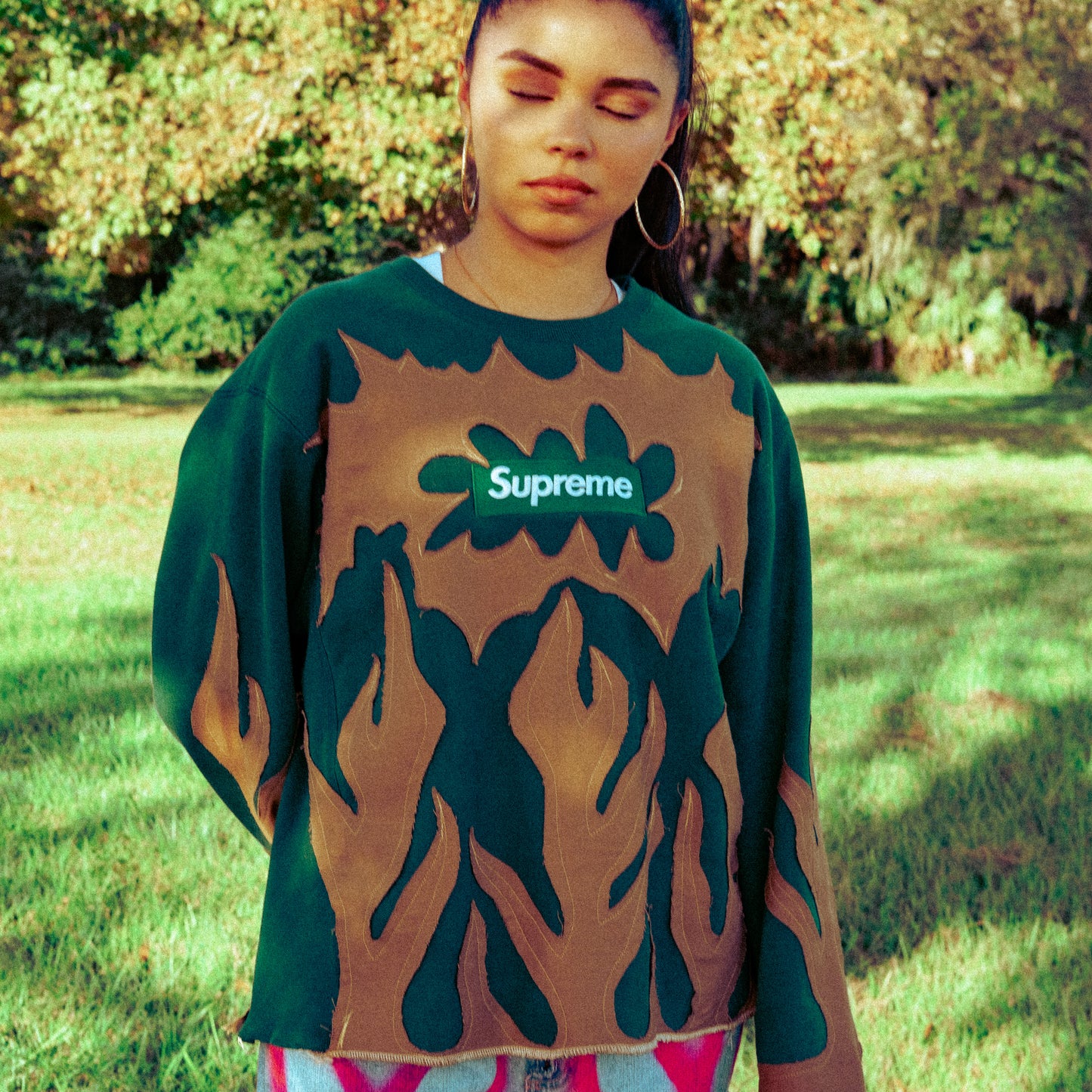 supreme flame sweater