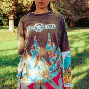 sunfaded bob dylan floral flame tee