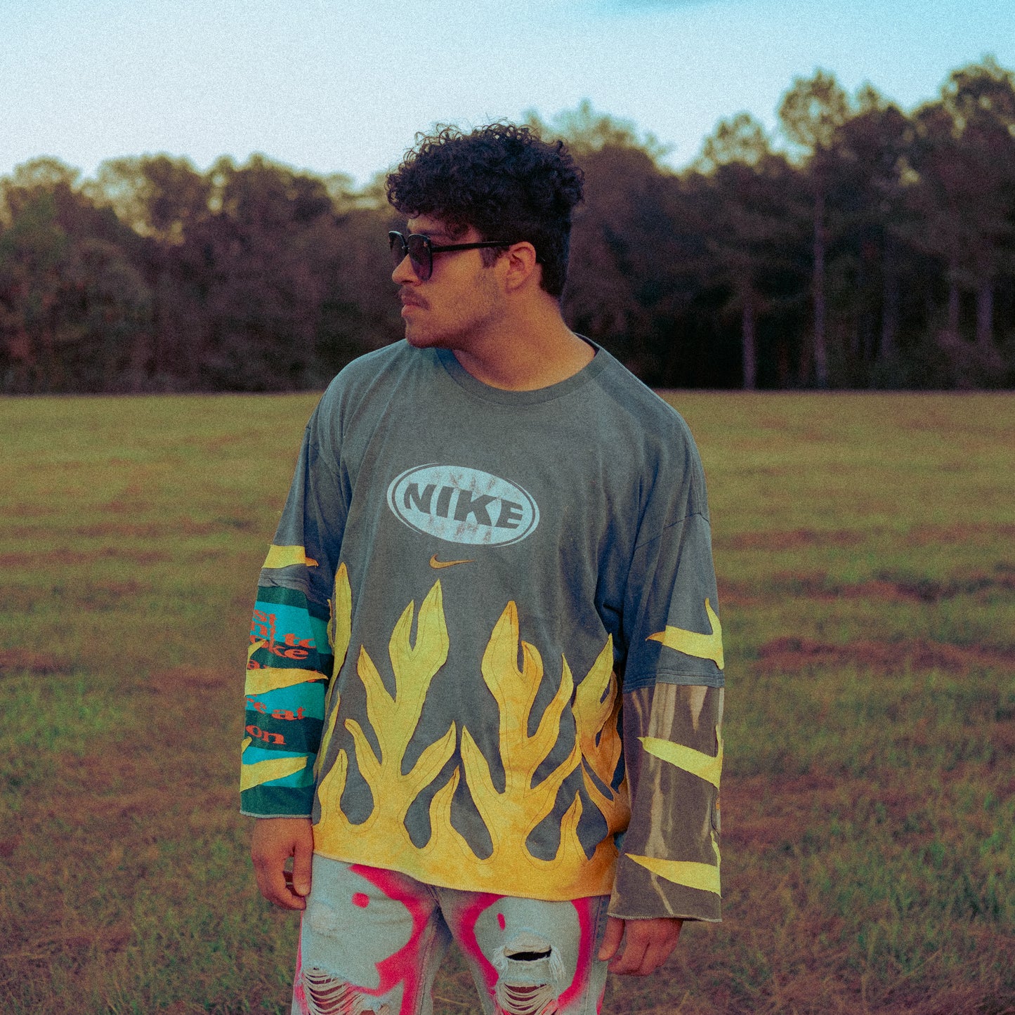 sunfaded yellow nike flame tee